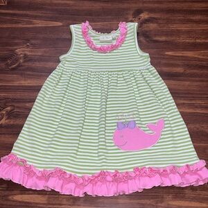 Be Mine pink whale striped dress size 24 month